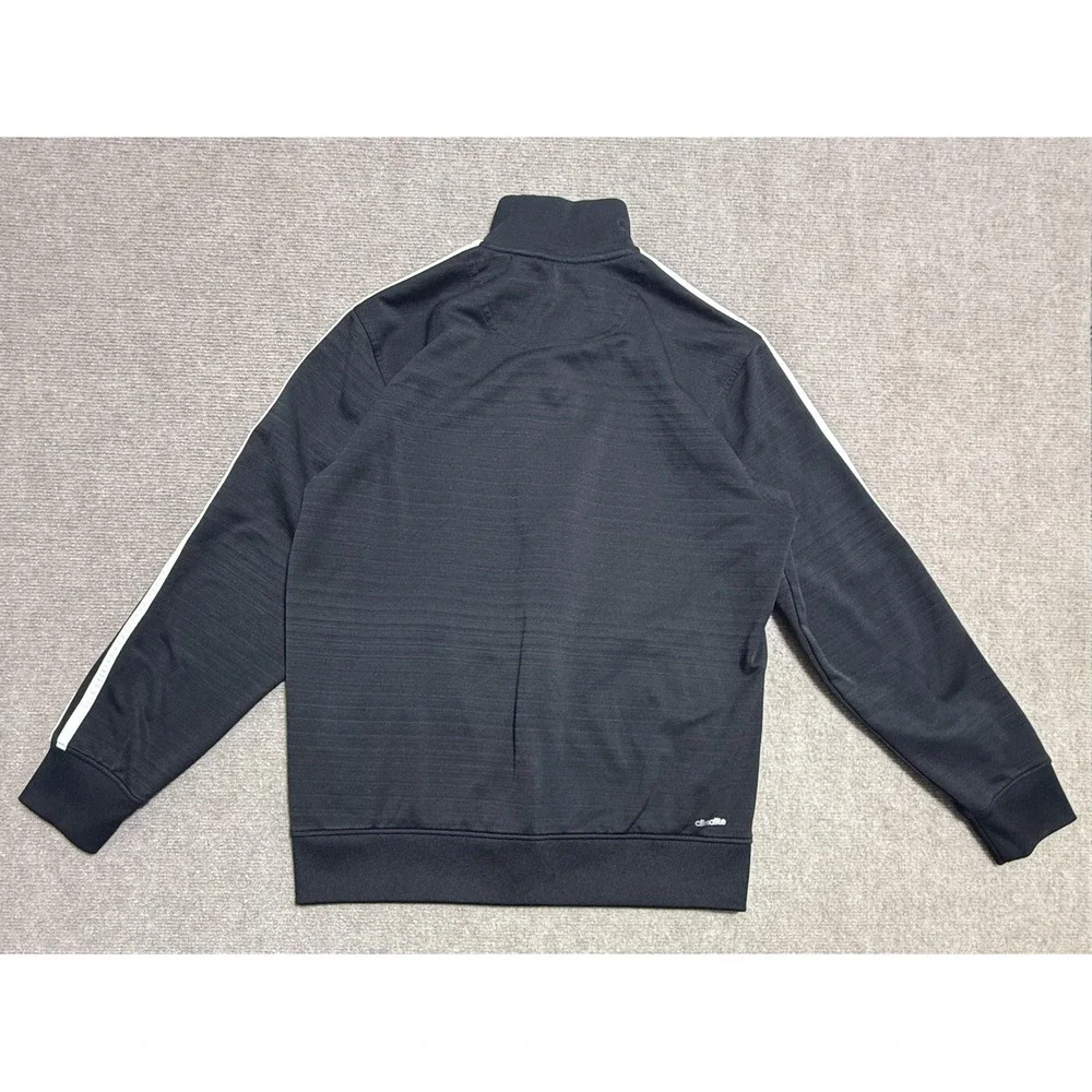 Adidas Jacket Mens Medium Black Climalite Full Zip‎ Three Stripes Track Athletic